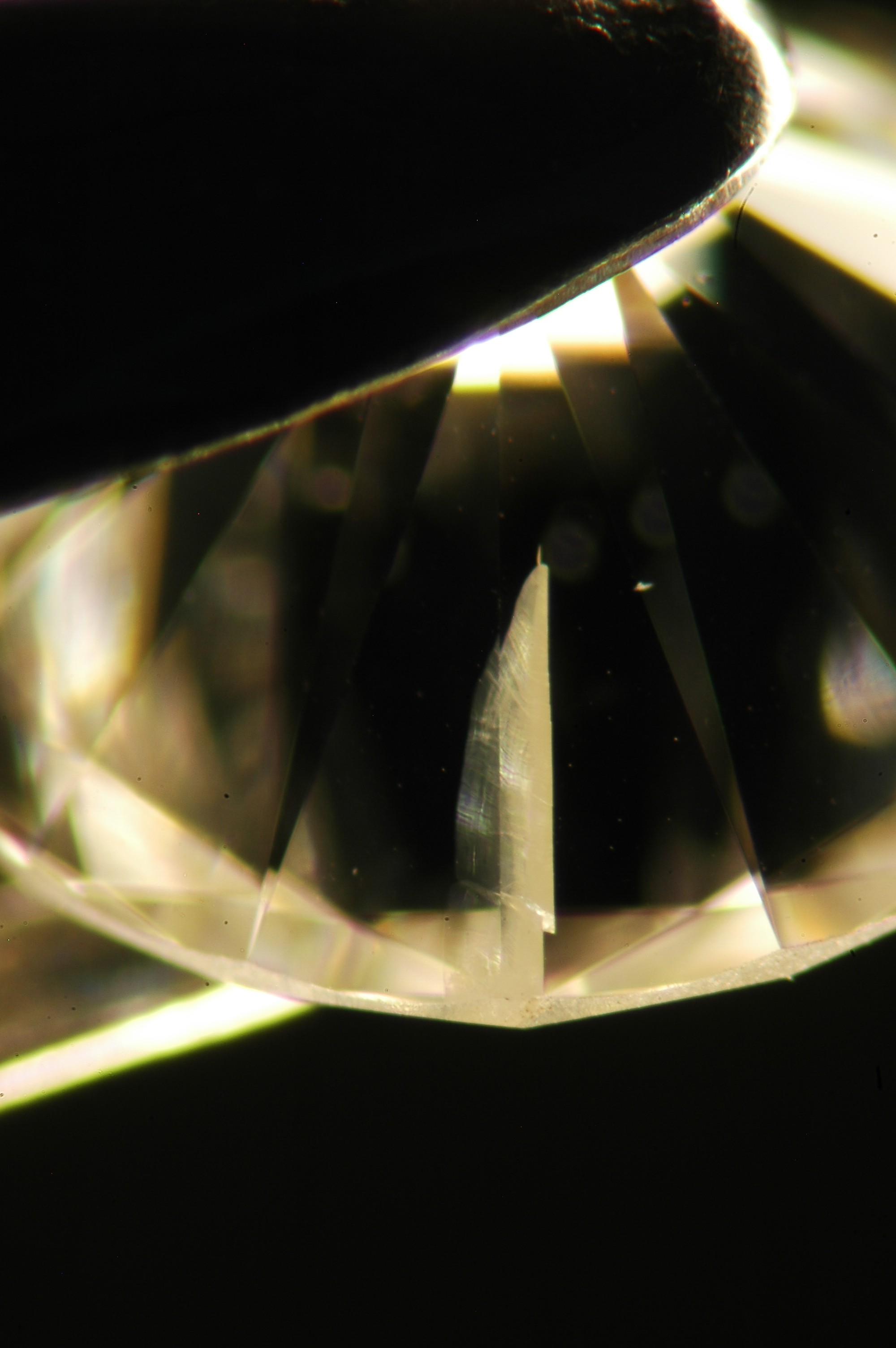 CVD synthetic diamond with a feather (x20 magnification)